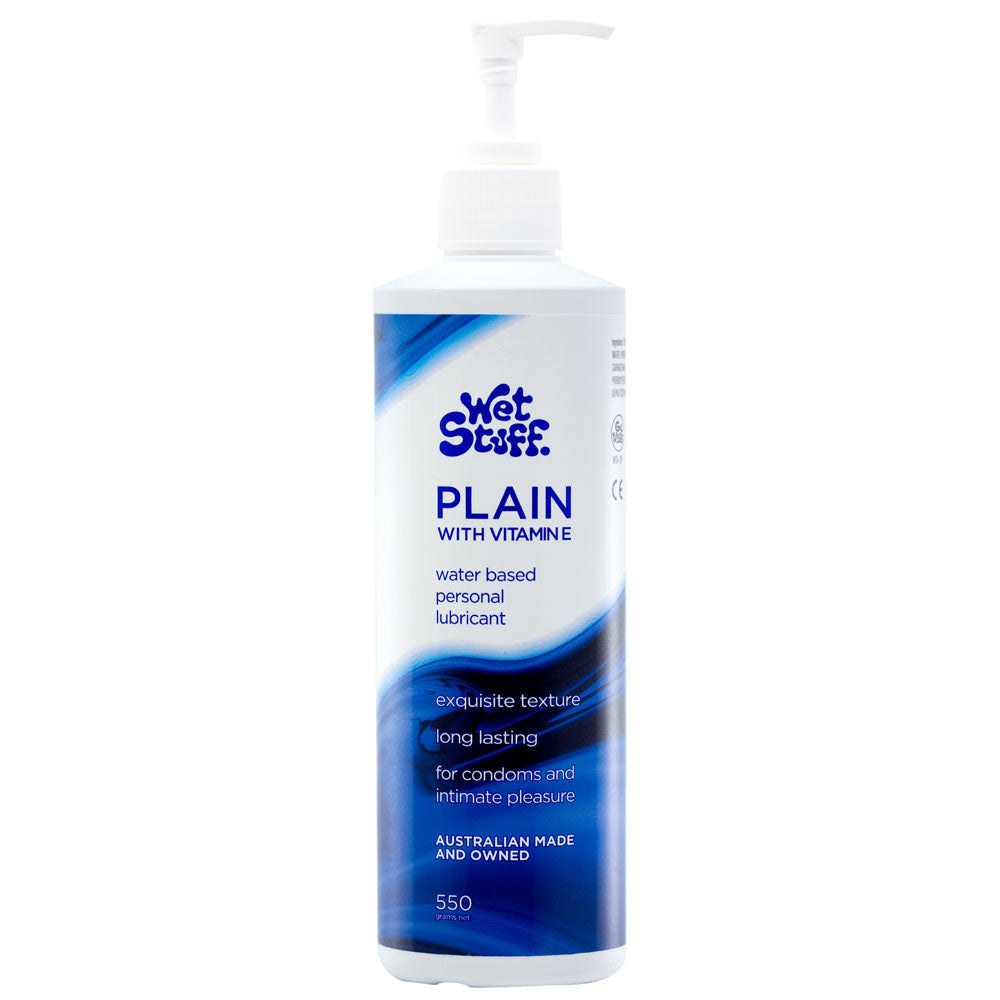 Wet Stuff Plain - 550g Pump - Water Based Lubricant with Vitamin E - 550 gram Pump Bottle Wet Stuff