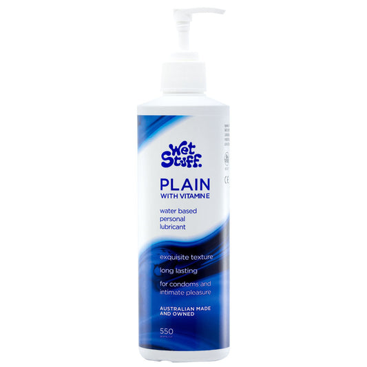 Wet Stuff Plain - 550g Pump - Water Based Lubricant with Vitamin E - 550 gram Pump Bottle Wet Stuff