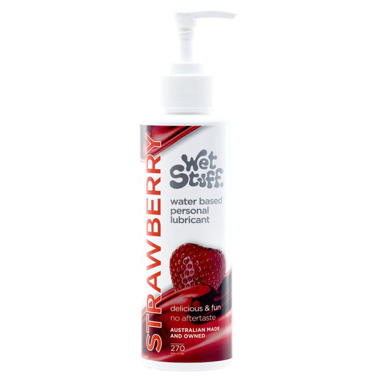 Wet Stuff Strawberry - 270g Pump - Strawberry Flavoured Water Based Lubricant - 270 gram Pump Bottle Default Title - Club X