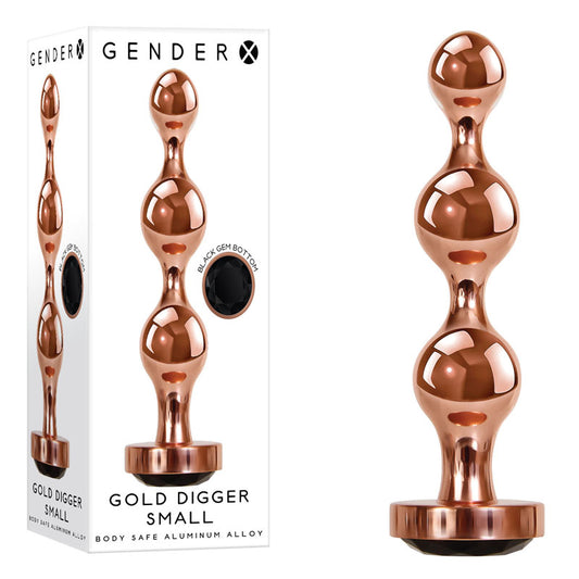 Gender X GOLD DIGGER SMALL - Rose Gold Small Butt Plug with Black Gem Base Rose Gold - Club X