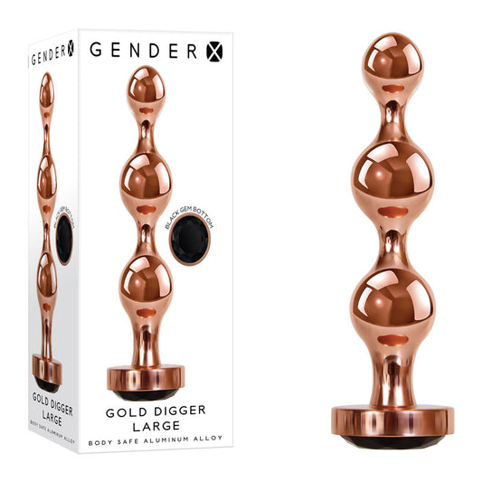 Gender X GOLD DIGGER Large - Rose Gold Large Butt Plug with Black Gem Base Rose Gold - Club X