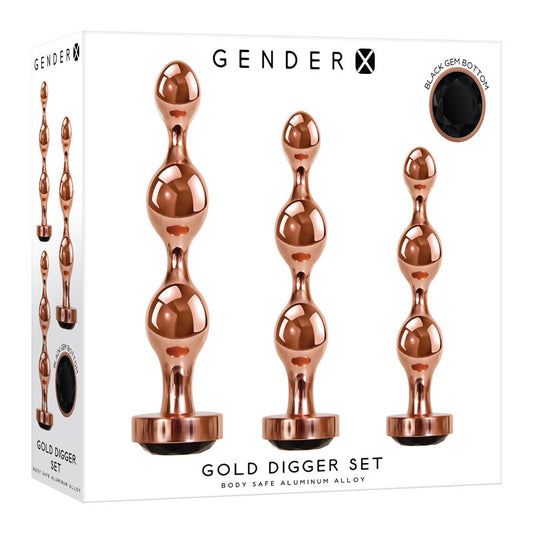Gender X GOLD DIGGER SET - Rose Gold Metallic Butt Plugs - Set of 3 Sizes Rose Gold - Club X