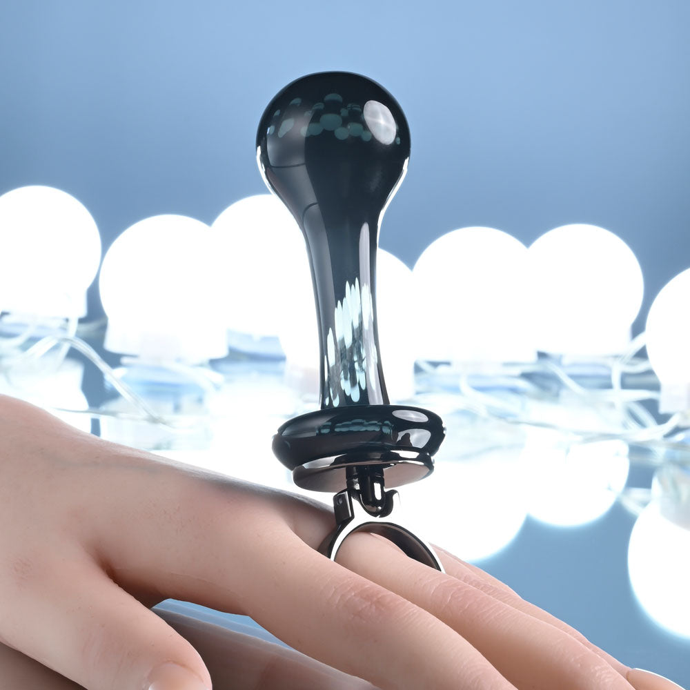 Gender X BLOW POP - Black 12.8 cm Glass Plug with Ring Pull Gender X