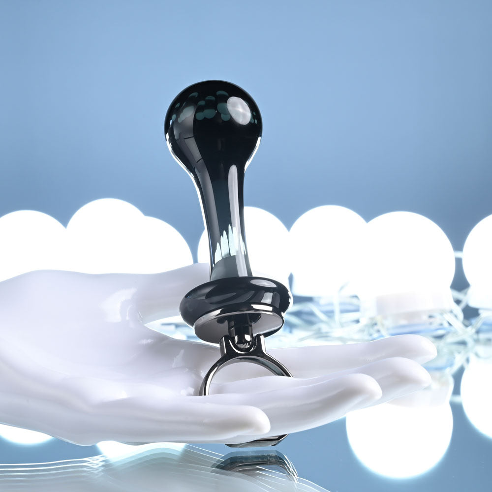Gender X BLOW POP - Black 12.8 cm Glass Plug with Ring Pull Gender X