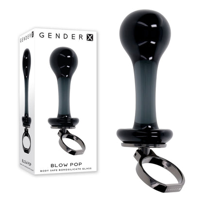 Gender X BLOW POP - Black 12.8 cm Glass Plug with Ring Pull Gender X
