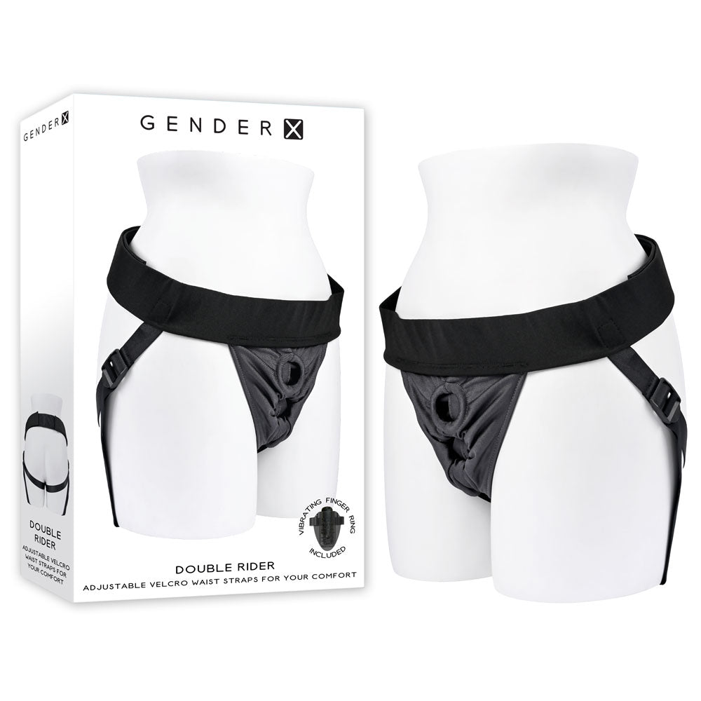 Gender X DOUBLE RIDER - Black Adjustable Strap-On Harness (No Probe Included) Black - Club X