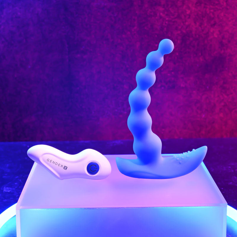 Gender X BEADED PLEASURE - Blue 11.4 cm USB Rechargeable Vibrating Anal Beads with Remote Gender X
