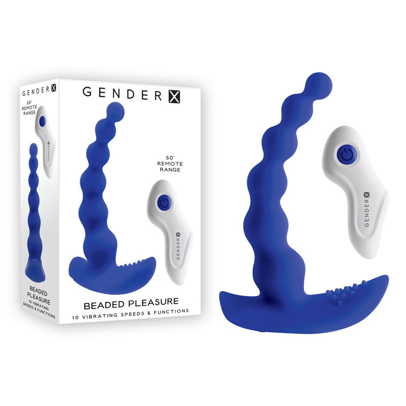 Gender X BEADED PLEASURE - Blue 11.4 cm USB Rechargeable Vibrating Anal Beads with Remote Gender X