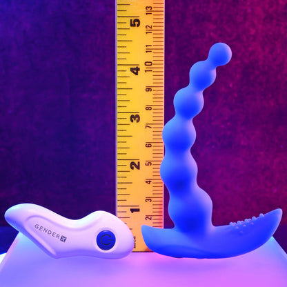 Gender X BEADED PLEASURE - Blue 11.4 cm USB Rechargeable Vibrating Anal Beads with Remote Gender X