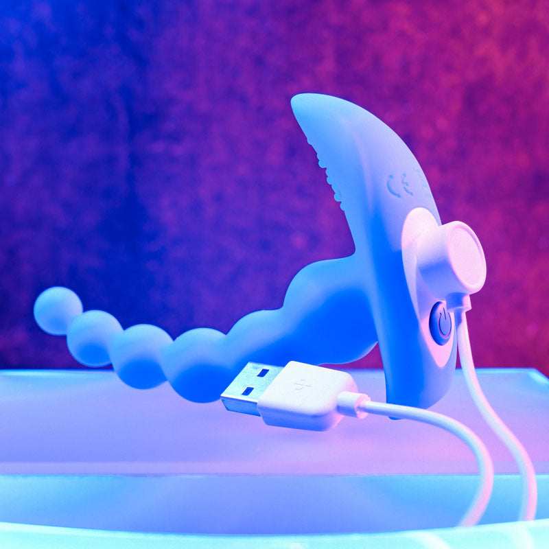 Gender X BEADED PLEASURE - Blue 11.4 cm USB Rechargeable Vibrating Anal Beads with Remote Gender X