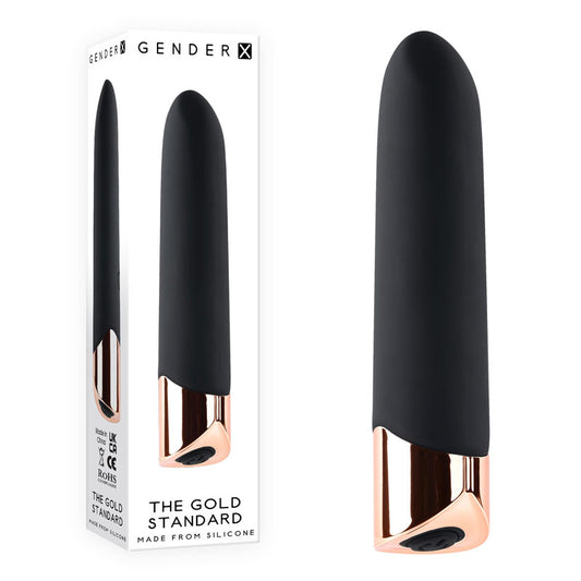 Gender X THE GOLD STANDARD - Black/Rose Gold 10 cm USB Rechargeable Bullet Black - Club X