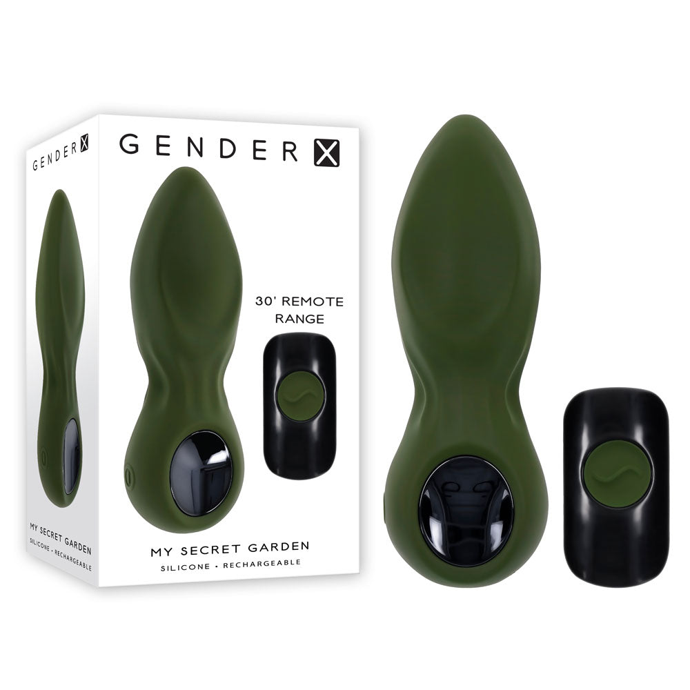 Gender X MY SECRET GARDEN - Green 14.6 cm USB Rechargeable Vibrating Butt Plug with Remote Control Gender X