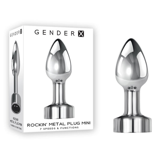 Gender X ROCKIN METAL PLUG MINI - Chrome 7.8 cm USB Rechargeable Vibrating Mini Butt Plug Chrome - Club X