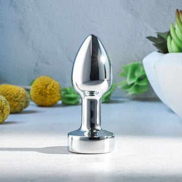 Gender X ROCKIN METAL PLUG MINI - Chrome 7.8 cm USB Rechargeable Vibrating Mini Butt Plug Gender X