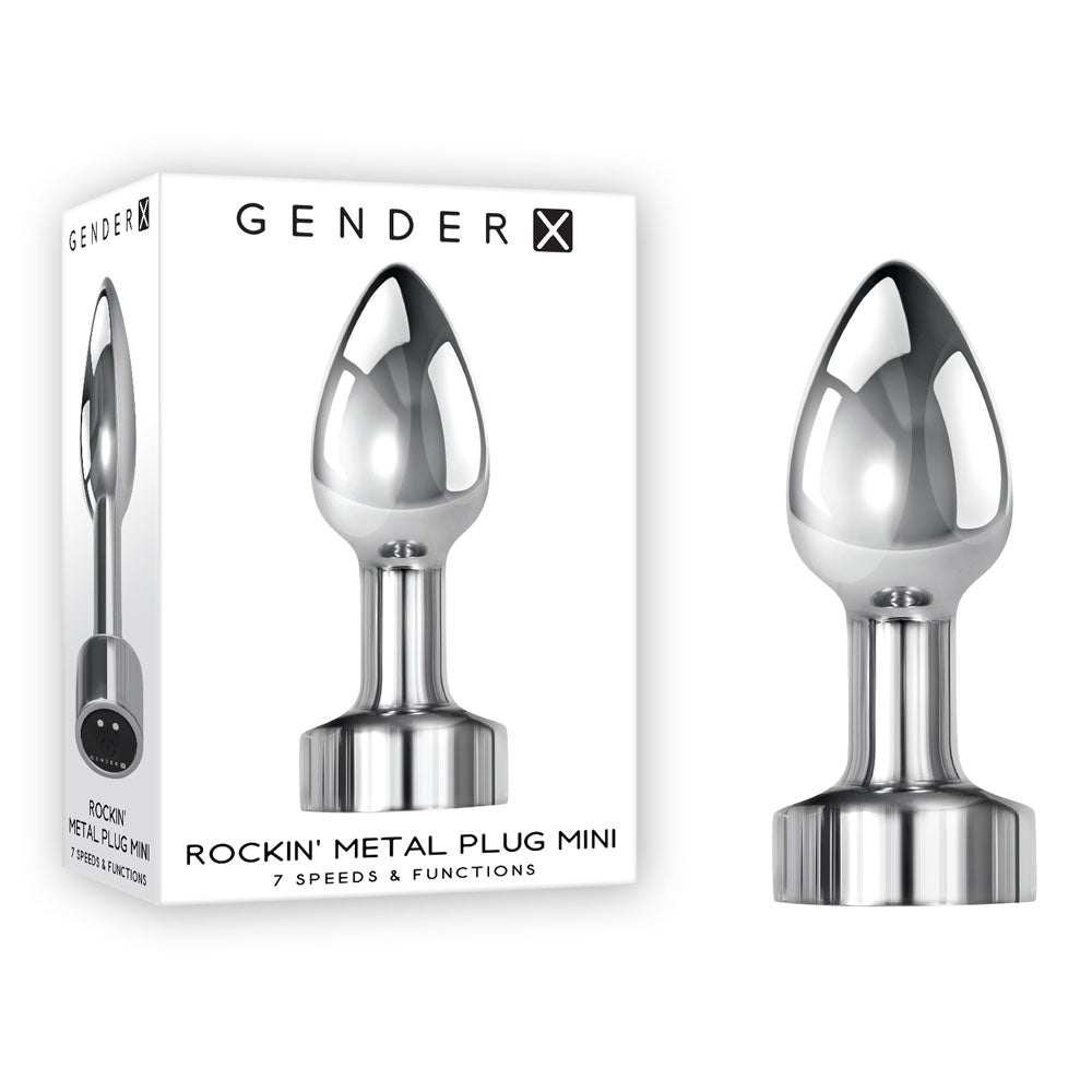 Gender X ROCKIN METAL PLUG MINI - Chrome 7.8 cm USB Rechargeable Vibrating Mini Butt Plug Gender X
