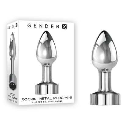 Gender X ROCKIN METAL PLUG MINI - Chrome 7.8 cm USB Rechargeable Vibrating Mini Butt Plug Gender X