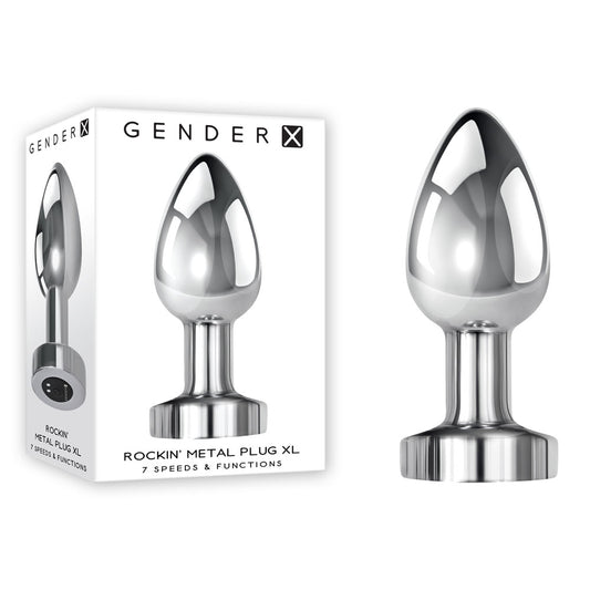 Gender X ROCKIN METAL PLUG XL - Chrome 10.5 cm USB Rechargeable Vibrating XL Butt Plug Chrome - Club X