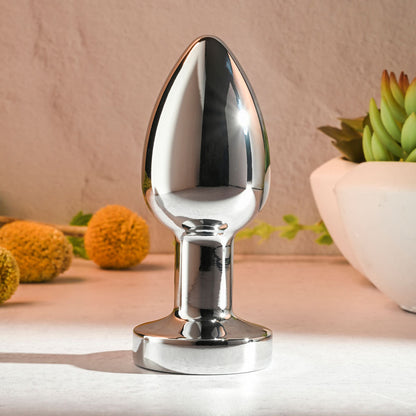 Gender X ROCKIN METAL PLUG XL - Chrome 10.5 cm USB Rechargeable Vibrating XL Butt Plug Gender X