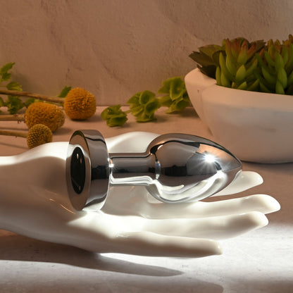 Gender X ROCKIN METAL PLUG XL - Chrome 10.5 cm USB Rechargeable Vibrating XL Butt Plug Gender X