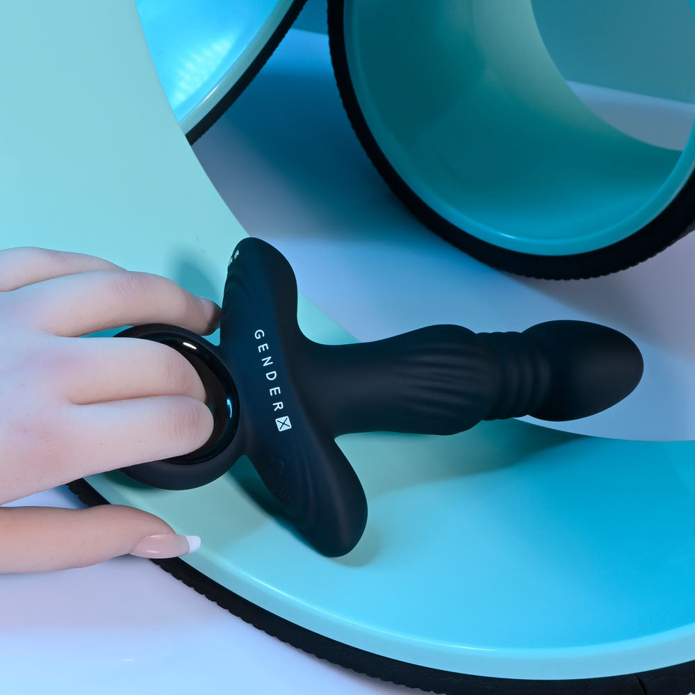 Gender X SLAYER - Black 20 cm USB Rechargeable Thrusting Vibrating Butt Plug Gender X