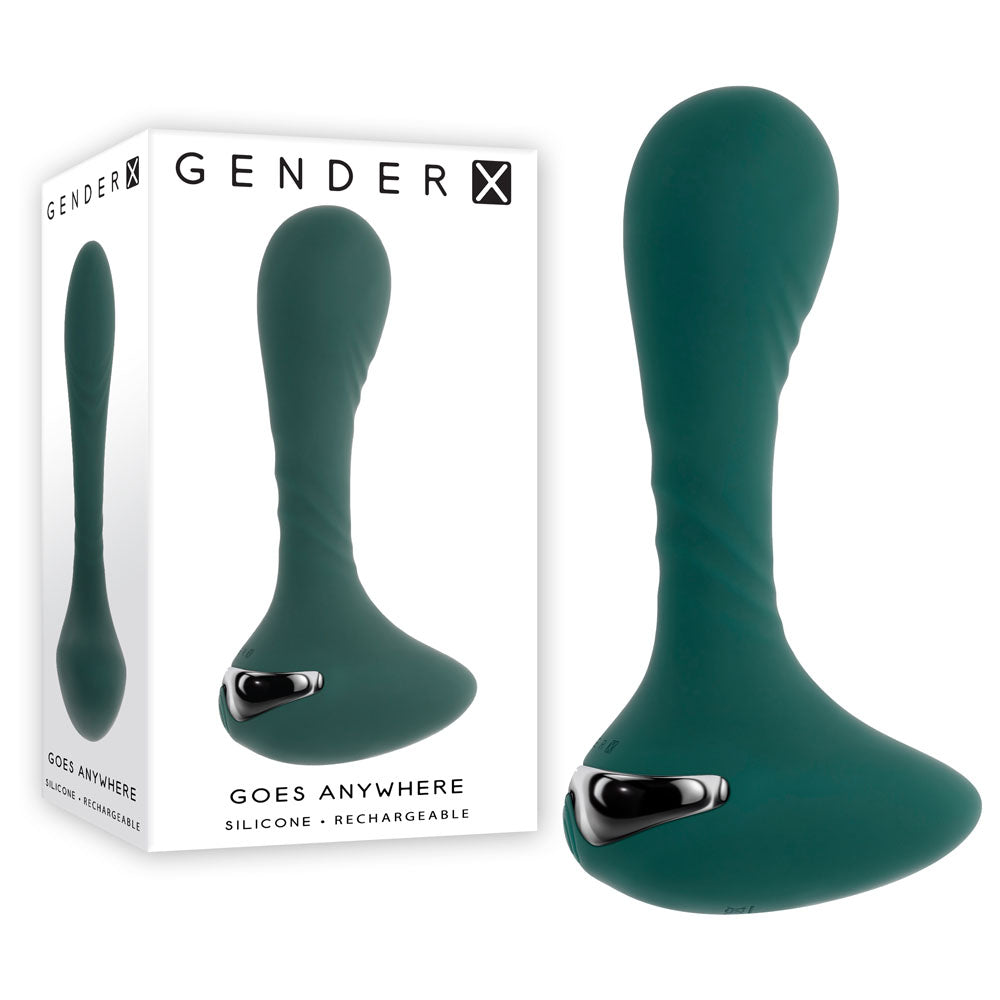Gender X GOES ANYWHERE - Green 12.4 cm USB Rechargeable Vibrator Gender X