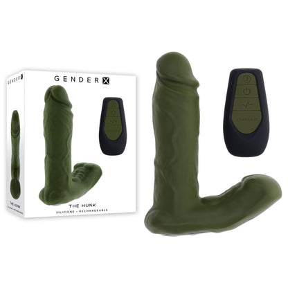 Gender X THE HUNK - Green 15.2 cm USB Rechargeable Thrusting Vibrator with Remote Gender X