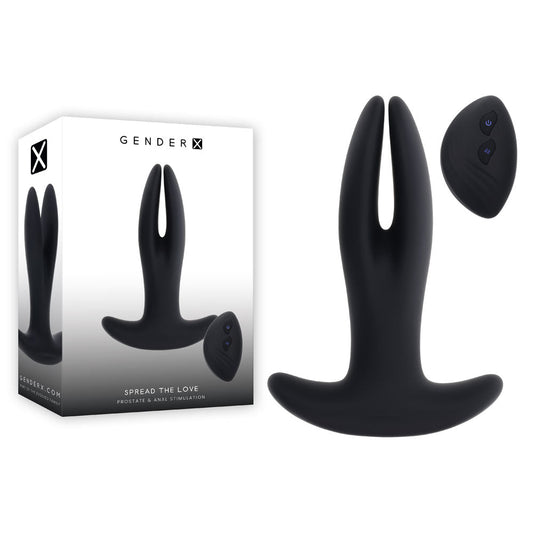 Gender X SPREAD THE LOVE - Black USB Rechargeable Stretching Anal Plug with Wireless Remote Gender X