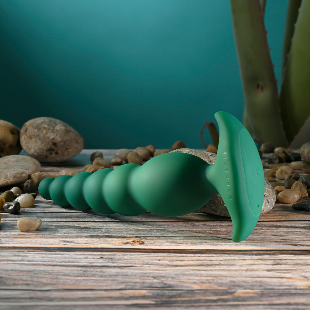 Gender X THE RATTLER - Green 17 cm USB Rechargeable Vibrating and Twirling Anal Plug Gender X