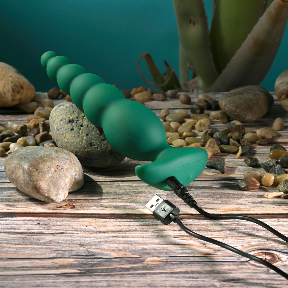 Gender X THE RATTLER - Green 17 cm USB Rechargeable Vibrating and Twirling Anal Plug Gender X