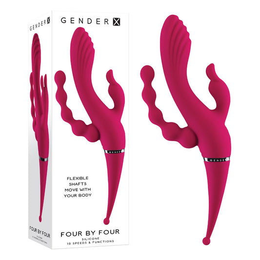 Gender X FOUR BY FOUR - Pink 27.5 cm USB Rechargeable Multi Vibrator Pink - Club X