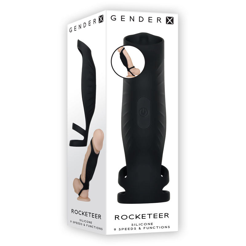 Gender X ROCKETEER - Black USB Rechargeable Vibrating Penis Sleeve Gender X