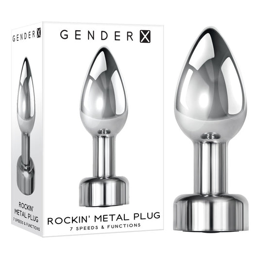 Gender X ROCKIN' METAL PLUG - Metallic 9.3 cm USB Rechargeable Butt Plug Chrome - Club X