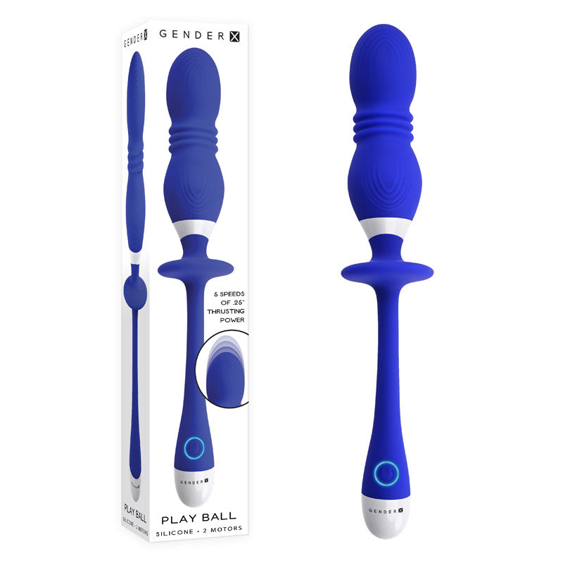 Gender X PLAY BALL - Blue 25 cm USB Rechargeable Thrusting & Vibrating Orbs Gender X