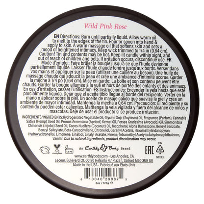 EB Aphrodisiac Massage Candle - Wild Pink Rose - Wild Pink Rose Scented Massage Candle - 170 g Earthly Body
