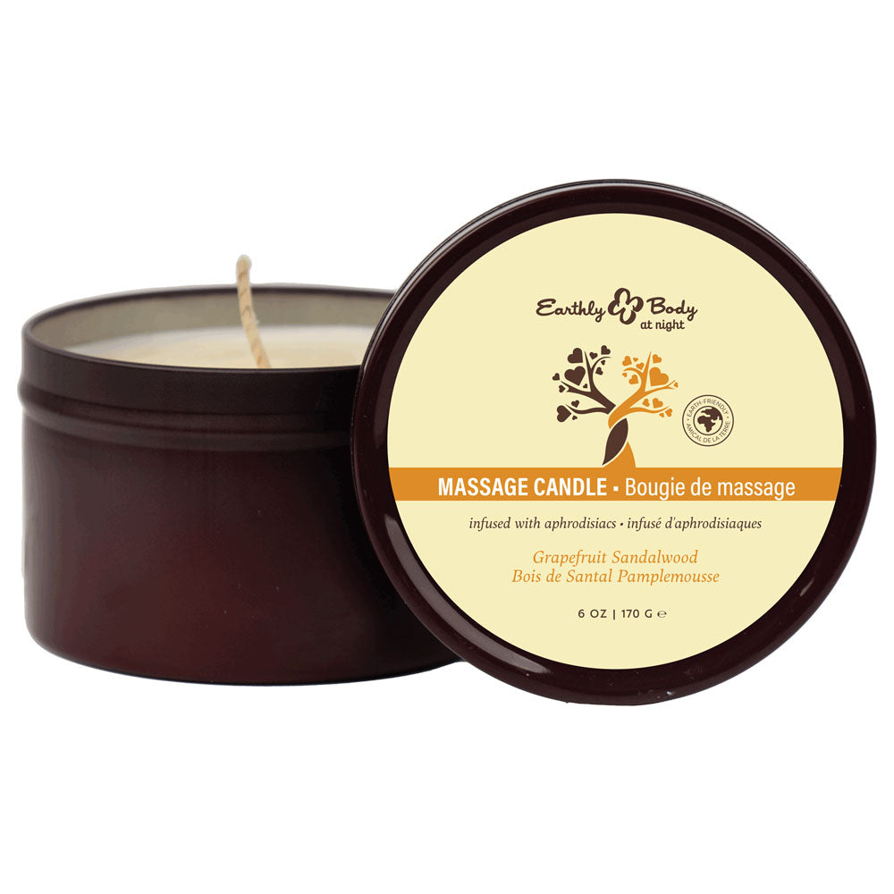 EB Aphrodisiac Massage Candle - Grapefruit Sandalwood - Grapefruit Sandalwood Scented Massage Candle - 170 g Earthly Body