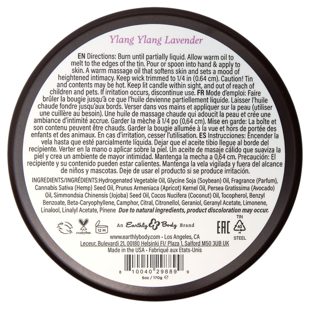 EB Aphrodisiac Massage Candle - Ylang Ylang Lavender - Ylang Ylang Lavender Scented Massage Candle - 170 g Earthly Body