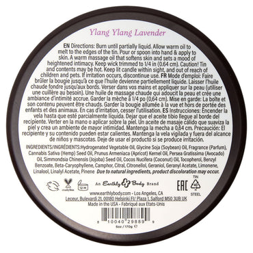 EB Aphrodisiac Massage Candle - Ylang Ylang Lavender - Ylang Ylang Lavender Scented Massage Candle - 170 g Earthly Body