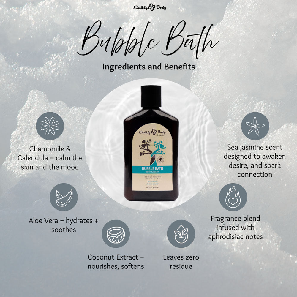 EB Hemp Seed Bubble Bath SEA JASMINE - 250 ml - Sea Jasmine Scented Bubble Bath  - 250 ml Bottle Earthly Body
