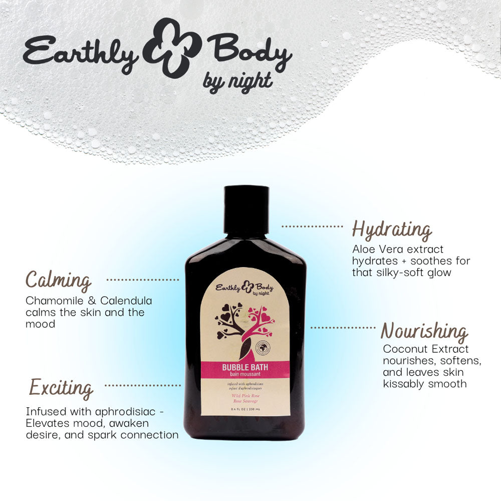 EB Hemp Seed Bubble Bath WILD PINK ROSE - 250 ml - Wild Pink Rose Scented Bubble Bath  - 250 ml Bottle Earthly Body
