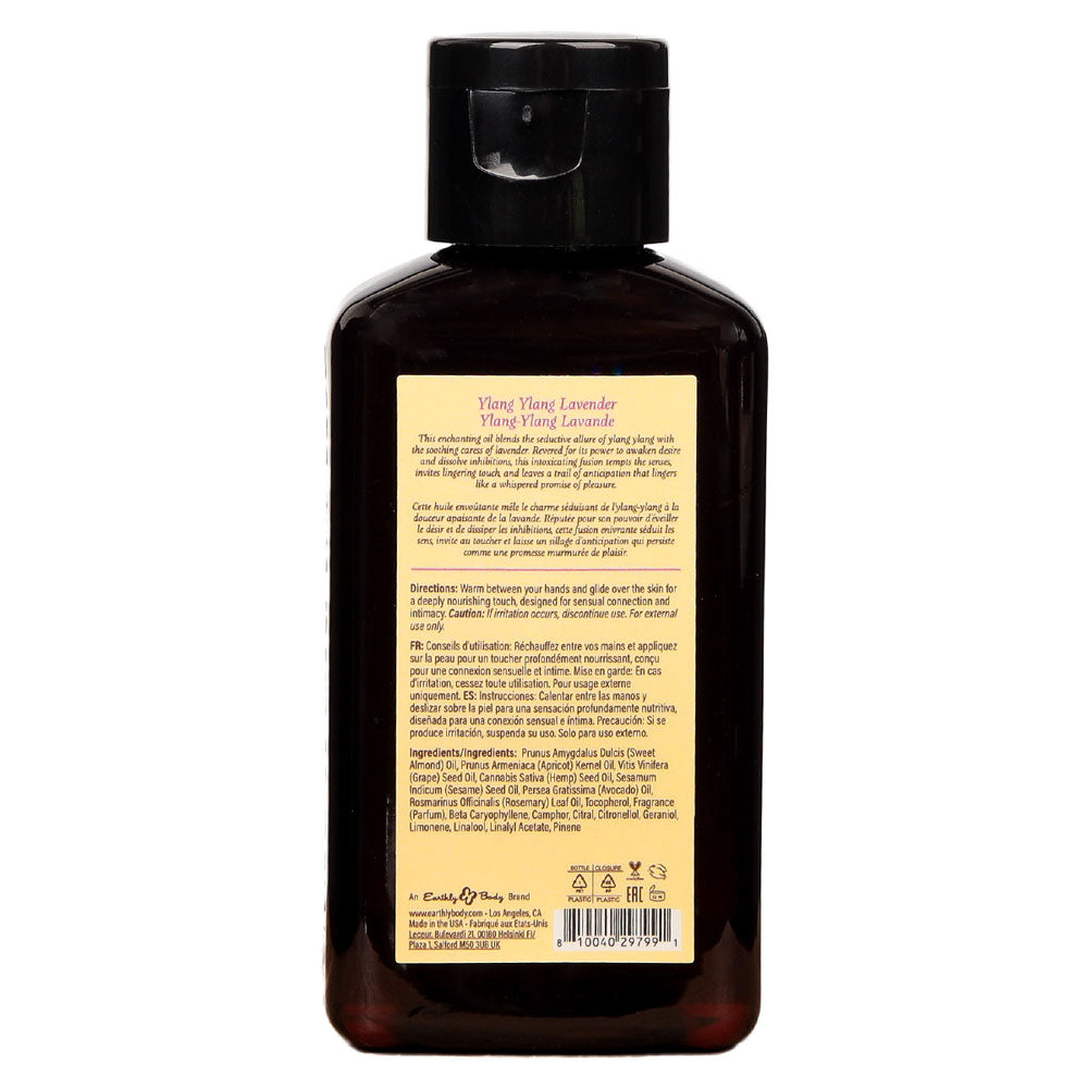 EB Hemp Seed Massage Oil YLANG YLANG LAVENDER - 60 ml - Ylang Ylang & Lavender Scented Massage Oil - 60 ml Bottle Earthly Body