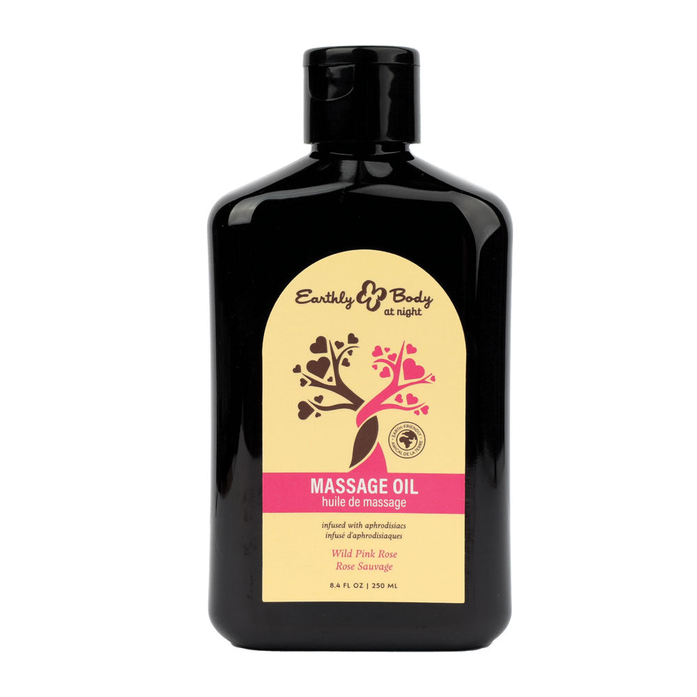 EB Hemp Seed Massage Oil WILD PINK ROSE - 250 ml - Wild Pink Rose Scented Massage Oil - 250 ml Bottle Earthly Body