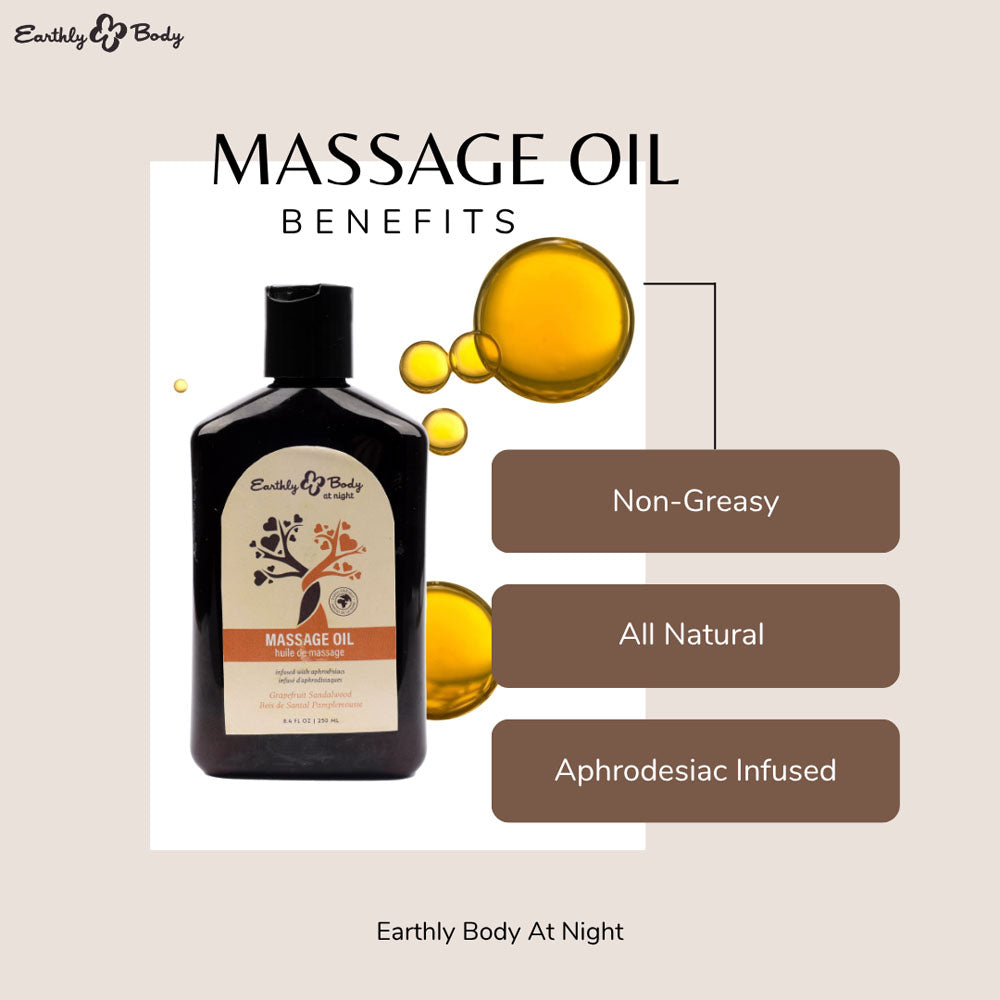 EB Hemp Seed Massage Oil GRAPEFRUIT SANDALWOOD - 250 ml - Grapefruit Sandalwood Scented Massage Oil - 250 ml Bottle Earthly Body