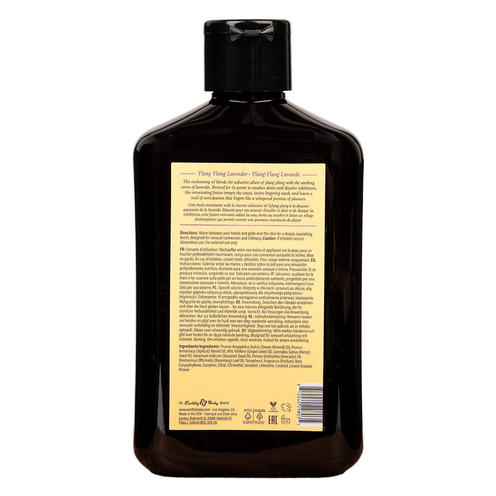 EB Hemp Seed Massage Oil YLANG YLANG LAVENDER - 250 ml - Ylang Ylang & Sandalwood Scented Massage Oil - 250 ml Bottle Earthly Body