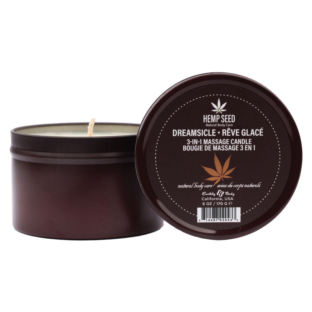 Hemp Seed 3-In-1 Massage Candle - Dreamsicle (Tangerine & Plum) - 170 g Earthly Body
