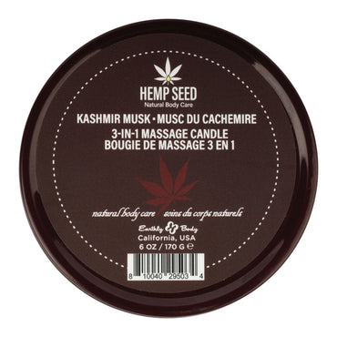 Hemp Seed 3-In-1 Massage Candle - Kashmir Musk (Brandy, Magnolia & Vanilla Musk) - 170 g Earthly Body