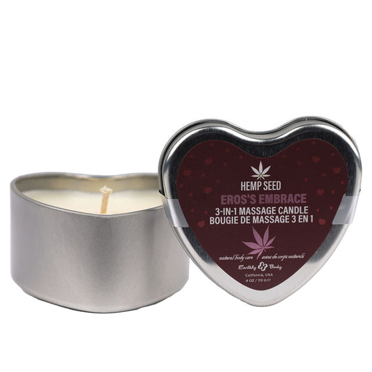 EB Hemp Seed 3 in 1 Massage Heart Candle - Eros Embrace - Eros Embrace (Fuji Apple, Asian Pear, Sumire Violet) - 113 g Default Title - Club X