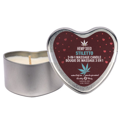 EB Hemp Seed 3 in 1 Massage Heart Candle - Stiletto - Stiletto (Flowering Sage, Wildflower Honey, Creamy Sandalwood) - 113 g Earthly Body