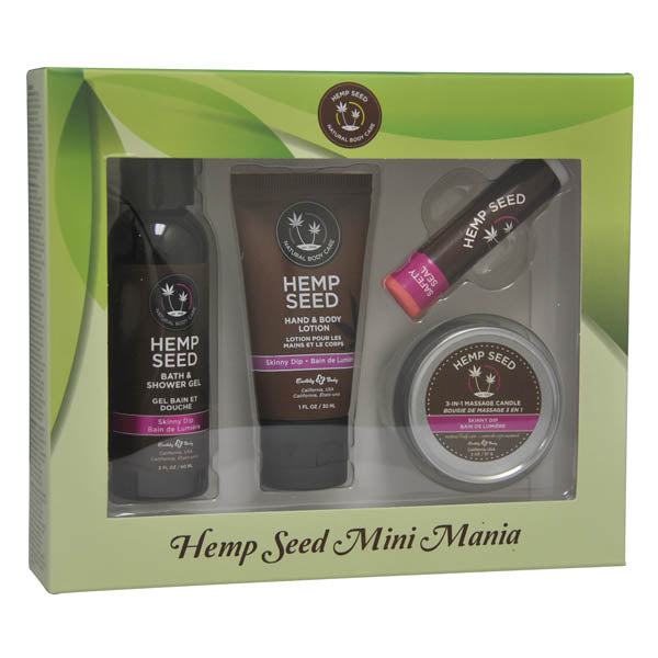 Hemp Seed Mini Mania - Skinny Dip (Vanilla & Fairy Floss) Scented Lotion Kit - 4 Piece Set Earthly Body