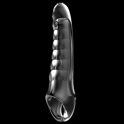 Adam & Eve Ridged Rider - Clear 22.9 cm Penis Extension Sleeve Adam & Eve