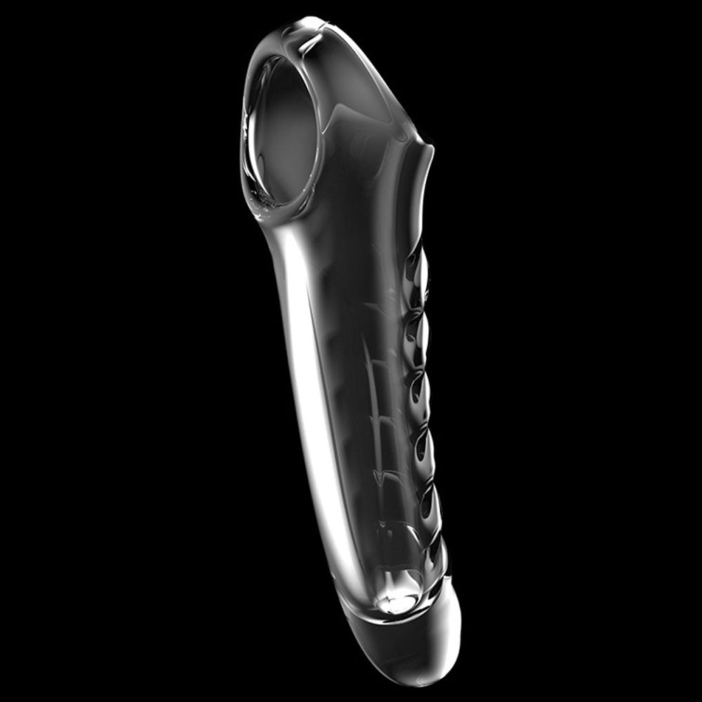 Adam & Eve Ridged Rider - Clear 22.9 cm Penis Extension Sleeve Adam & Eve